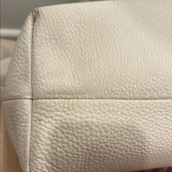 Prada Beige Leather Tote with Gold Accents, and long handle strap - Picture 11 of 16